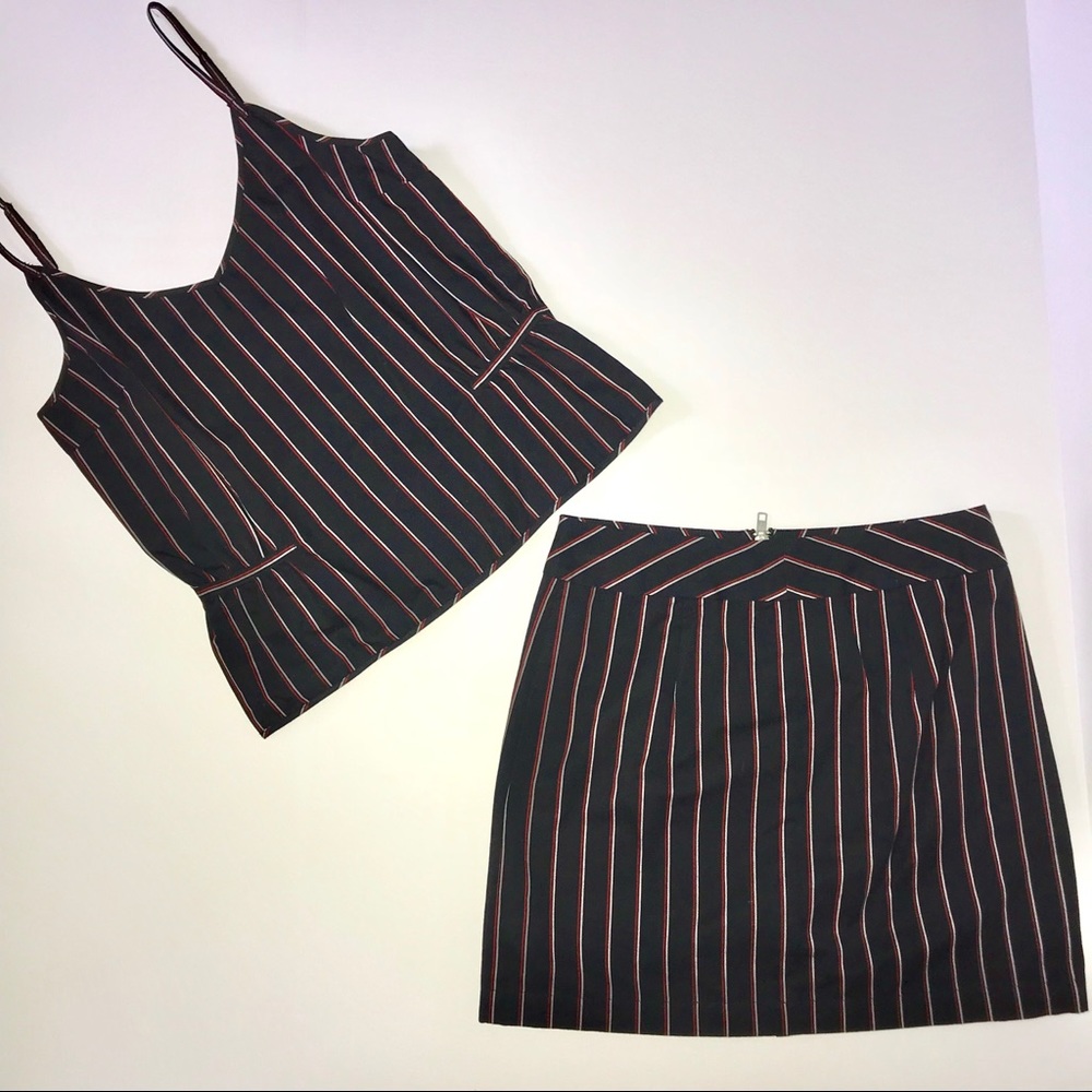 ALEX & ALEX PINSTRIPE MINI SKIRT & SLEEVELESS TOP